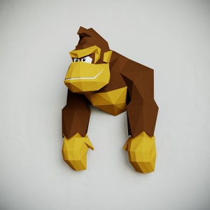 Yona DIY Donkey Kong Papercraft Kit, Abstract Low Poly 3D Origami Puzzle for Home Decor, Artwork, and Gifts