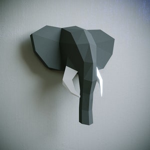 Yona DIY Elephant head Papercraft Kit, Abstract Low Poly 3D Origami Puzzle for Home Decor, Artwork, and Gifts