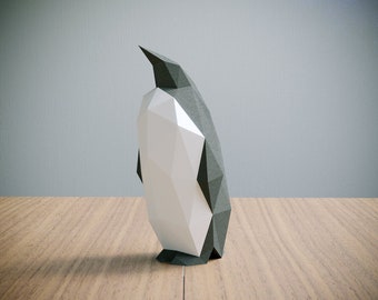 Yona DIY Penguin Papercraft Kit, Abstract Low Poly 3D Origami Puzzle for Home Decor, Artwork, and Gifts