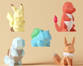 Yona DIY Pokemon Papercraft Kit, Abstract Low Poly 3D Origami Puzzle for Home Decor, Artwork, and Gifts