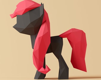 Yona DIY Little Pony Papercraft Kit, Abstract Low Poly 3D Origami Puzzle for Home Decor, Artwork, and Gifts