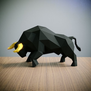 Yona DIY Bull Papercraft Kit, Abstract Low Poly 3D Origami Puzzle for Home Decor, Artwork, and Gifts