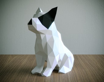 Yona DIY Kit de Papercraft de Bouledogue français，puzzle d'origami 3D pour la décoration intérieure, l'art et les cadeaux
