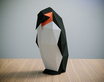 Yona DIY Pinguin Papercraft Kit,Low-Poly-3D-Origami-Puzzle für die Dekoration von zu Hause, Kunstwerken und Geschenken