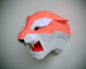 Yona DIY Tiger Head Papercraft Kit, Abstract Low Poly 3D Origami Puzzle for Home Decor, Artwork, and Gifts