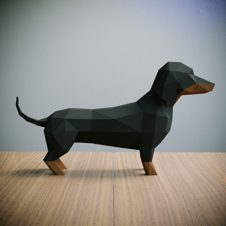 Yona DIY Dachshund Papercraft Kit, Abstract Low Poly 3D Origami Puzzle for Home Decor, Artwork, and Gifts image 2