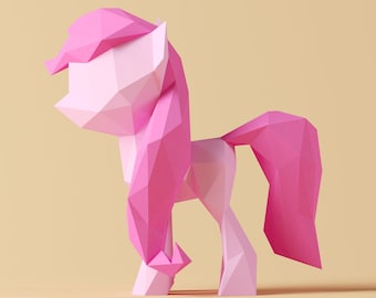 Yona DIY Little Pony Papercraft Kit, Abstract Low Poly 3D Origami Puzzle for Home Decor, Artwork, and Gifts