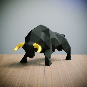 Yona DIY Bull Papercraft Kit, Abstract Low Poly 3D Origami Puzzle for Home Decor, Artwork, and Gifts image 2