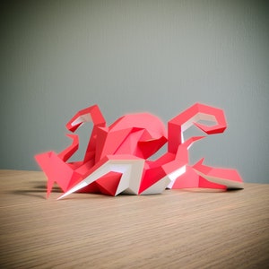 Yona DIY Octopus Papercraft Kit, Abstract Low Poly 3D Origami Puzzle for Home Decor, Artwork, and Gifts