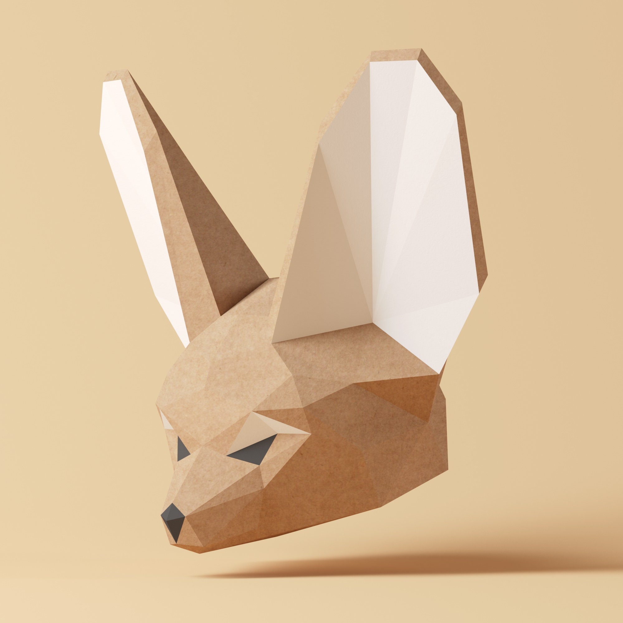 Grande Tirelire Sculpture Renard Fennec - Porcelaine - Art Cubiste/origami - 26 Cm