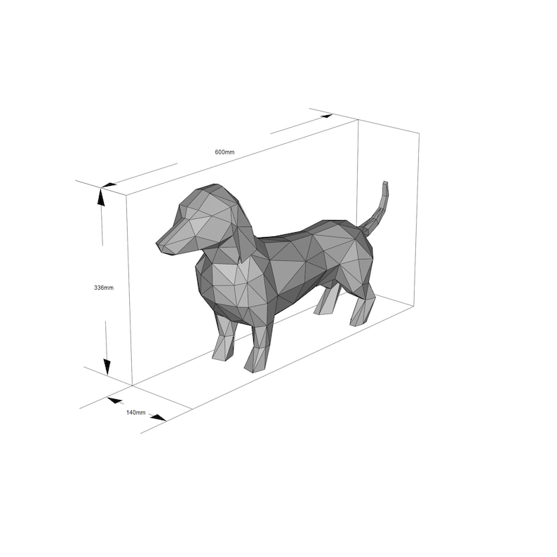 Yona DIY Dachshund Papercraft Kit, Abstract Low Poly 3D Origami Puzzle for Home Decor, Artwork, and Gifts image 7