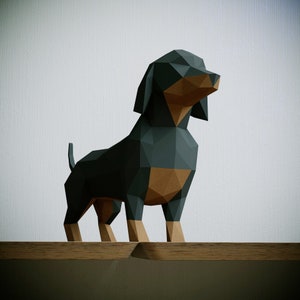 Yona DIY Dachshund Papercraft Kit, Abstract Low Poly 3D Origami Puzzle for Home Decor, Artwork, and Gifts image 3