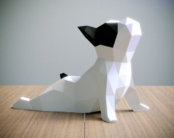 Yona DIY Kit de Papercraft de Bulldog Français de yoga，puzzle d'origami 3D pour la décoration intérieure, l'art et les cadeaux