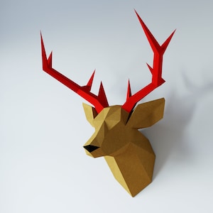 Yona DIY Deer Head Papercraft Kit, Abstract Low Poly 3D Origami Puzzle for Home Decor, Artwork, and Gifts