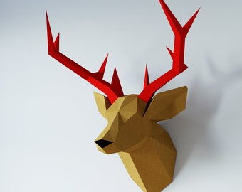 Yona DIY Deer Head Papercraft Kit, Abstract Low Poly 3D Origami Puzzle for Home Decor, Artwork, and Gifts