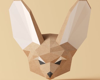 Yona DIY Fennec fox Papercraft Kit, Abstract Low Poly 3D Origami Puzzle for Home Decor, Artwork, and Gifts