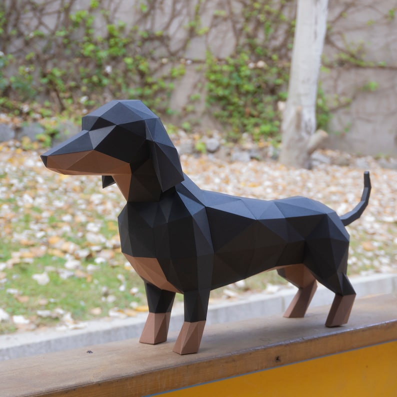 Yona DIY Dachshund Papercraft Kit, Abstract Low Poly 3D Origami Puzzle for Home Decor, Artwork, and Gifts image 5