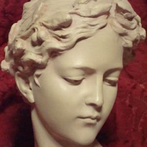 buste femme, art nouveau, d' apres Van Vaerenberg,sculpture platre patiné terre cuite