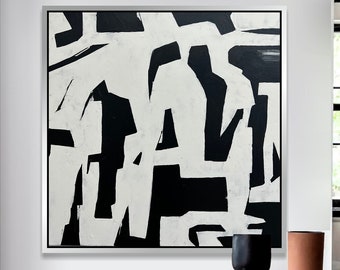 Abstract Paintings Original Acrylic Art On Canvas Wall Oil Painting Black And White Unique Wall Art Frame Painting Contemporary Painting