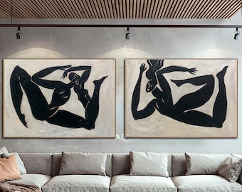 Ensemble de 2 peintures coureurs grecs, peinture à l'huile figurative, peinture artistique en noir et blanc sur toile, oeuvre d'art moderne, oeuvre d'art originale