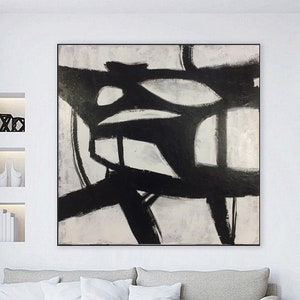 Abstract Black And White Textured Painting On Canvas in Franz Kline Style Large Modern Minimalistic Art for Original Wall Decor from Ukraine image 2