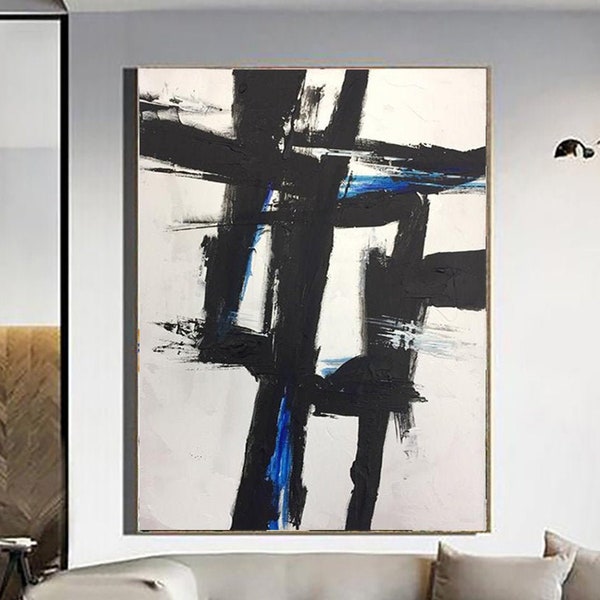 Original Abstract Black And White Paintings On Canvas Textured Artwork 40x30 Modern Minimalist Art Textured Oil Painting for Living Room