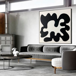 Original Abstract Shapes Art Black And White Paintings On Canvas Modern Fine Art Textured Oil Painting Creative Handmade Art for Indie Room image 3