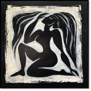 Figurative Painting Humans Painting Female Silhouette Human-Like Figures Contrast Colors Art 32x32&quot;