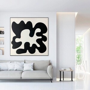 Original Abstract Shapes Art Black And White Paintings On Canvas Modern Fine Art Textured Oil Painting Creative Handmade Art for Indie Room image 2