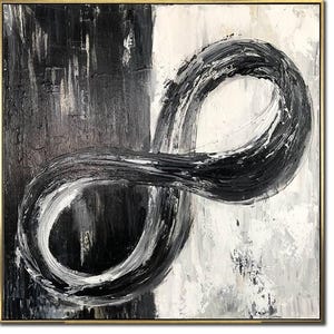 Original Black And White Abstract Infinity Symbol Paintings Hand Painted Art Minimalist Decor