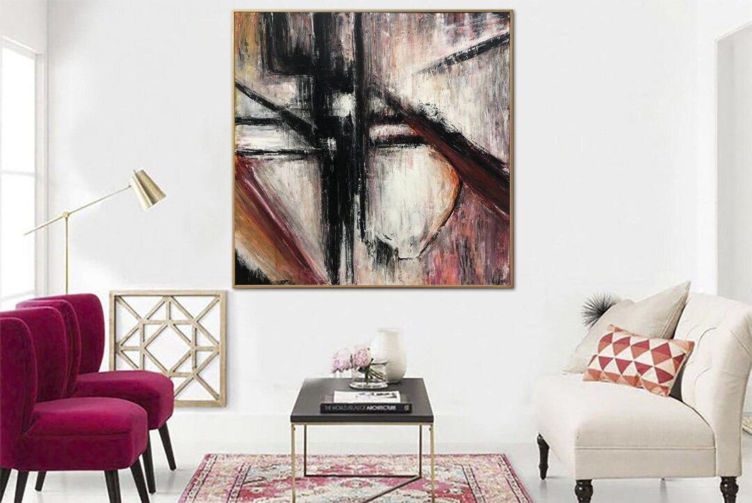 Abstract Expressionist Art Bold Red, Black and White Paintings on ...