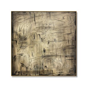 Lienzo abstracto texturizado neutro en tonos tierra para pared