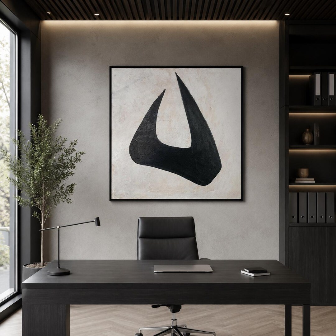 Large Black and White Abstract Painting, 3D Texture Canvas Wall Art ...