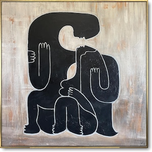 Abstract Lovers Embrace – Modern Minimalist Art