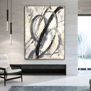 Black and White Wall Art Modern Abstract Painting Beige - Etsy