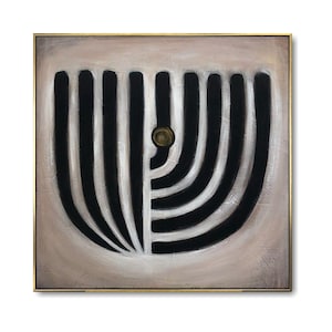 Abstract Menorah Painting Jewish Menorah Minimalist Black White Art