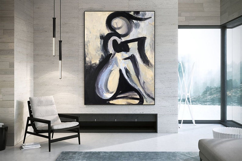 Original Abstract Figurative Black And White Art Oil Paintings Etsy