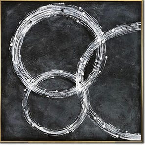 Original Abstract Circles Oil Painting Modern Black And White Wall Hanging Artwork Textured Decor for Office DANDELIONS
