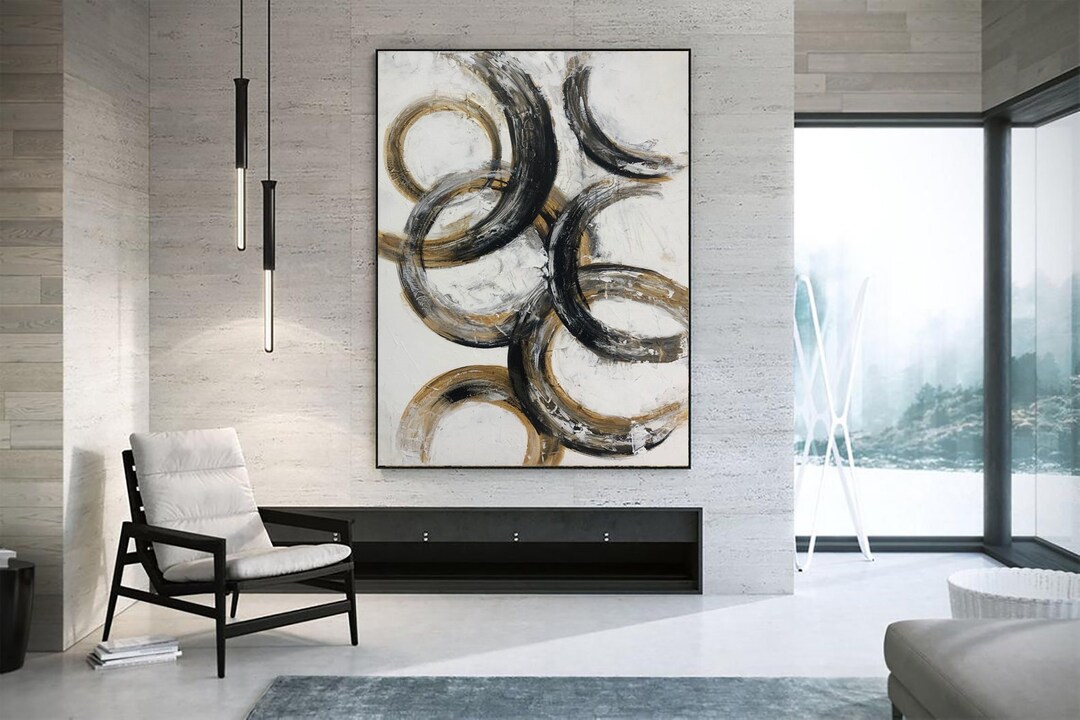 Large Vertical Painting in Brown Tones Contemporary Abstract Minimalist