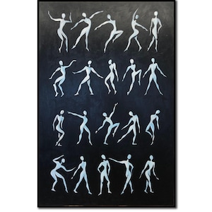 Minimalist Abstract Black And White Silhouettes Paintings On Canvas Original Greek Figurative Art Acrylic Oil Painting for Wall Decor