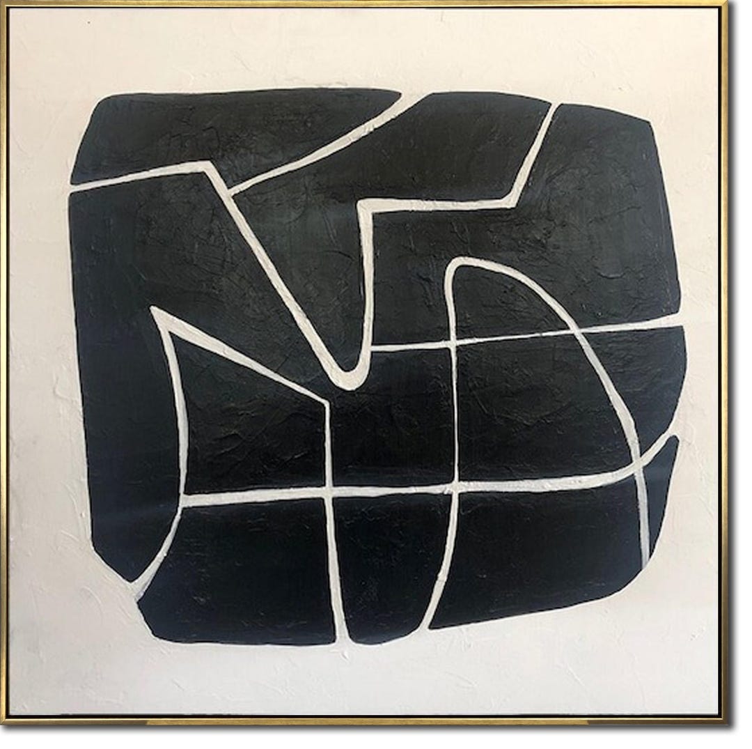 Large Abstract Black and White Paintings on Canvas Original Oil ...