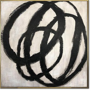 Abstract Circles Art Black And White Painting On Canvas Fine Art Wall Decor