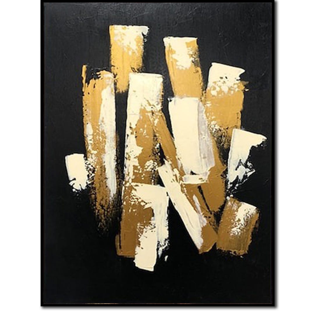 Modern Minimalist Gold Leaf Art Original Abstract Black and Gold ...