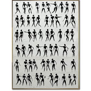 Figurative Abstract Art Black And White Oil Paintings On Canvas Silhouettes Wall Art Contemporary Art Fine Art Painting Frame Art 46x36&quot;