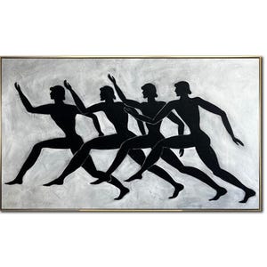 Figurative Painting Humans Silhouette Art Humans-Like Figures Monochrome Painting Unique Fine Painting 36x54&quot;