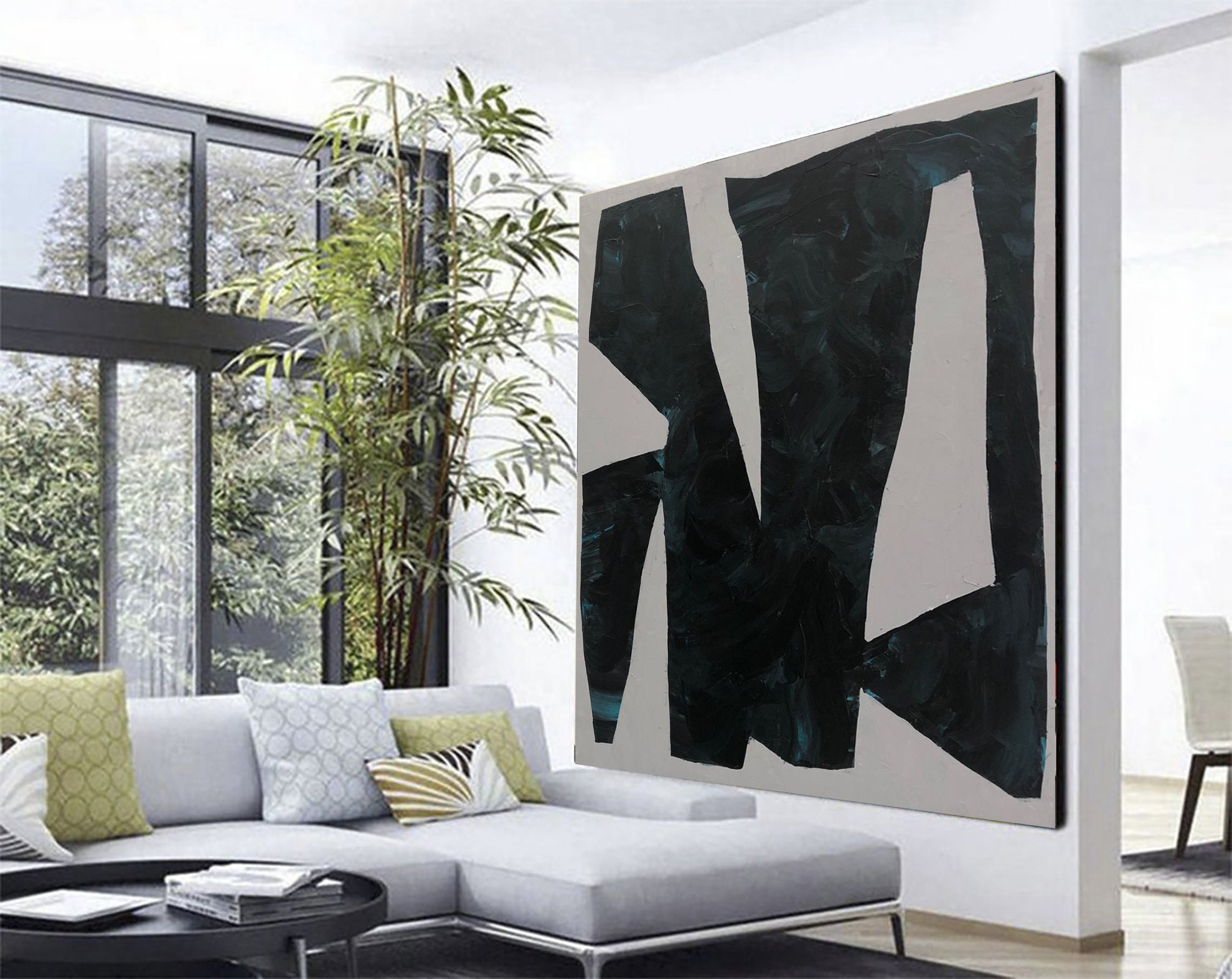 Large Abstract Canvas Art Black and White Oil Paintings on Etsy