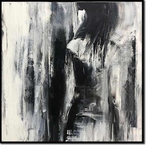 Black and White Abstract Female Silhouette Art
