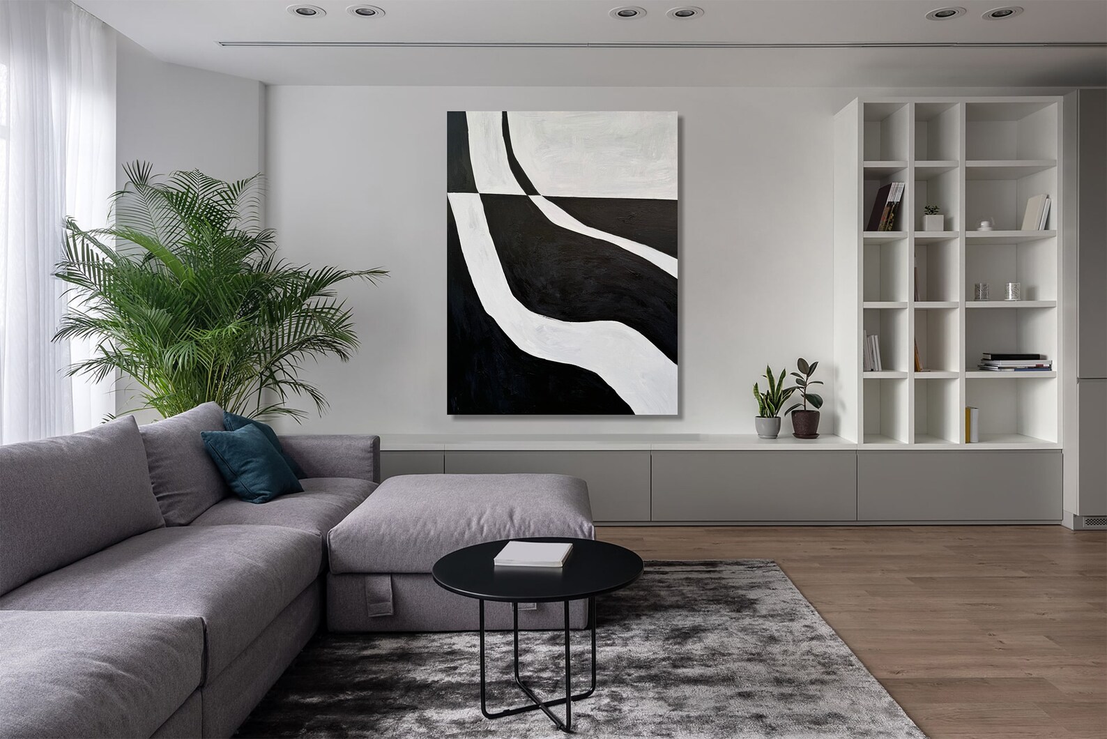 Minimalist Wall Art Black and White Canvas Painting Modern Wall Art ...