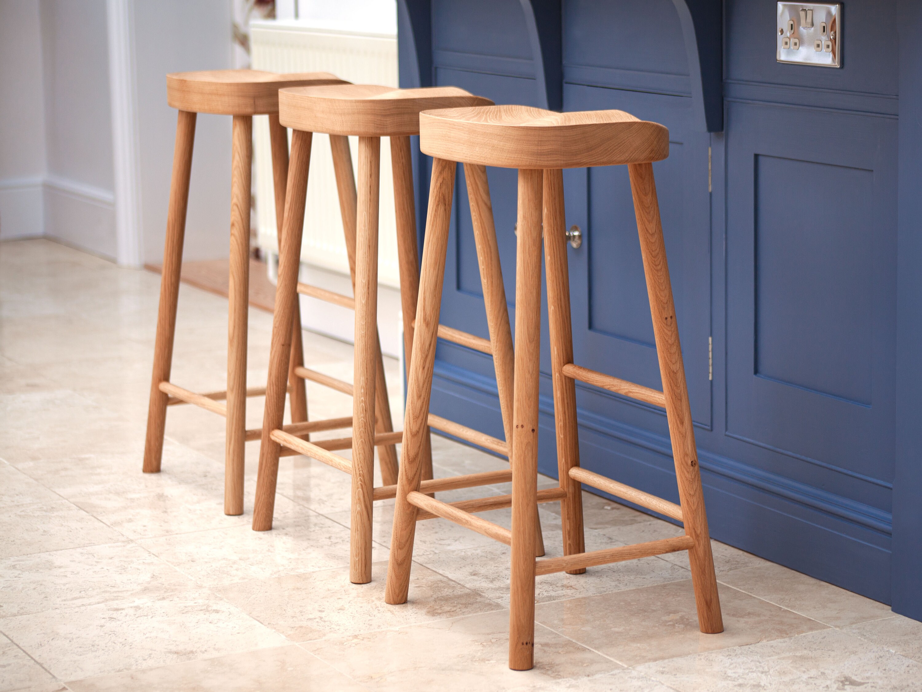 CLASSIC Oak Stool Handmade to Any Height Solid Oak Kitchen Island Bar Stool 2 Seat Sizes Available UK Handmade Etsy
