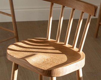 Manor House Stool in Oak/ Handmade to any height/ Solid Oak Kitchen Island Bar Stool /  UK Handmade